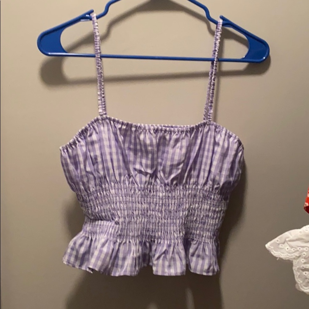 Urban Outfitters gingham purple crop top